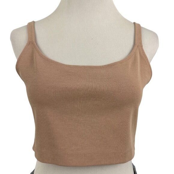 Aritzia The Group Babaton Top Women's Large Ribbed Frankie Bra Crop Top Beige - Picture 3 of 12